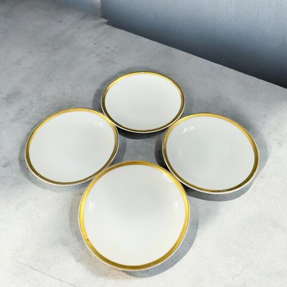 Hutschenreuther Selb Bavaria Gold Edges White Porcelain Small Dish Plate Set 4 - Picture 1 of 14